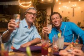 Celebratory drink at Deep Blue Cozumel Scuba Diving Party