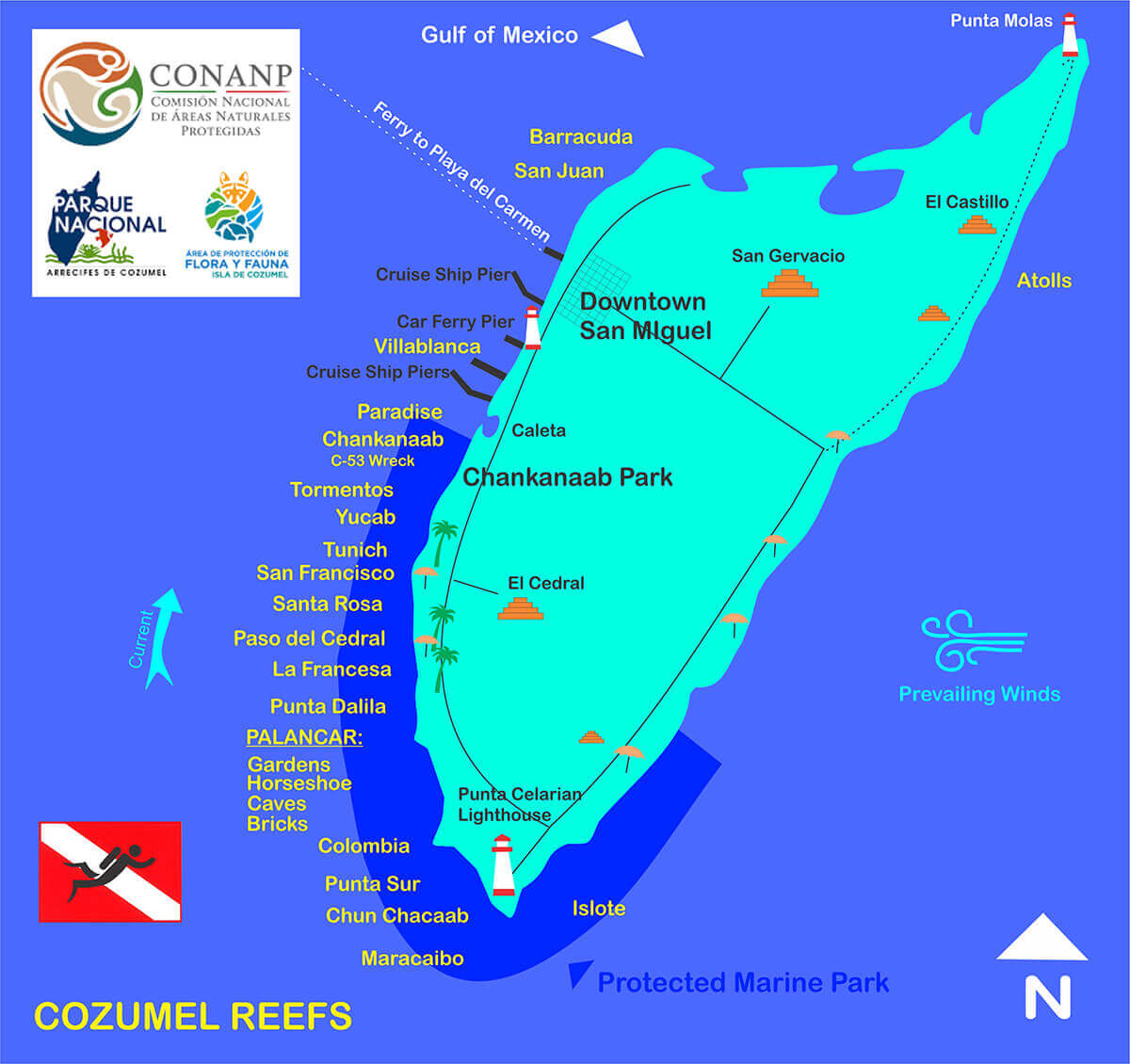 Cozumel Reefs Map