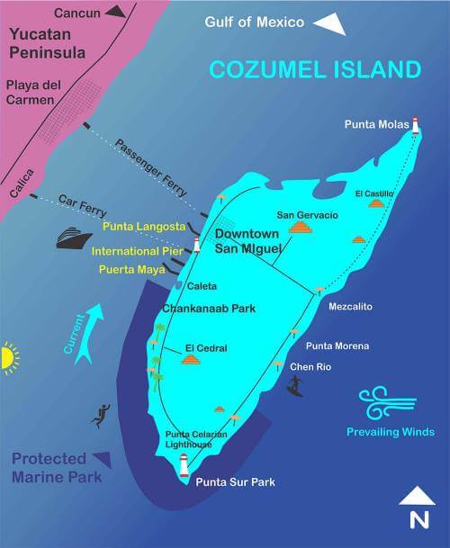 Cozumel Island Map